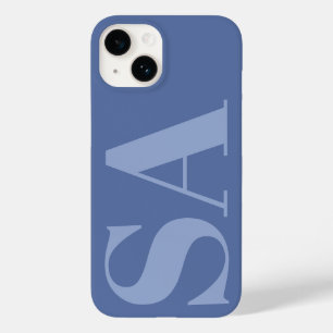Coque Pour iPhone 14 Moderne bleu initial monogramme minimal
