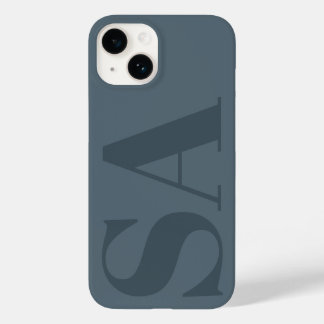 Coque Pour iPhone 14 Moderne bleu poussiéreux initial minimaliste conte