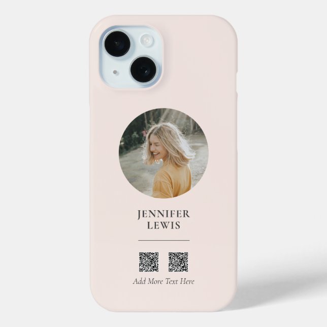 Coques Case-Mate iPhone Moderne Blush Pink Photo Médias sociaux (Verso)