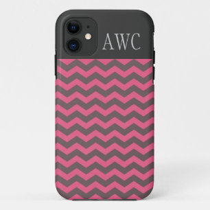 Coques Pour iPhone Moderne, branché, rose classique & chevron café