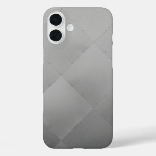 Coques iPhone 16 Plus Moderne brillant À damiers gris métallique