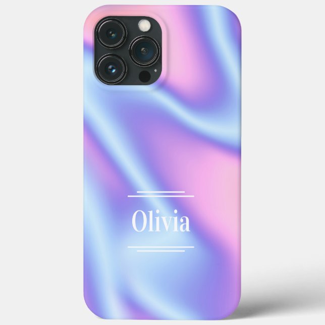 Coques Case-Mate iPhone Moderne dégradé holographique minimal rose violet (Verso)