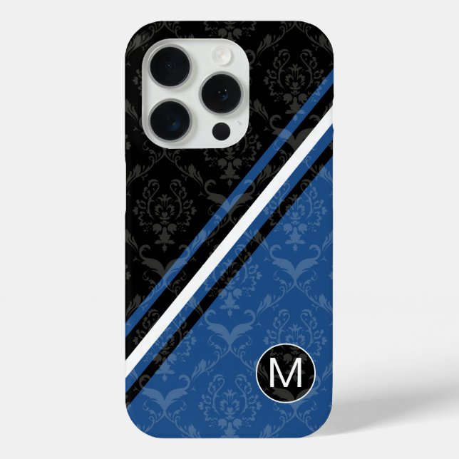 Coques Case-Mate iPhone Moderne design damask monogrammed rayures (Verso)