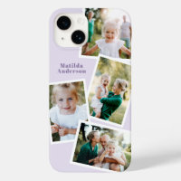 Moderne design multi photo famille violet girly