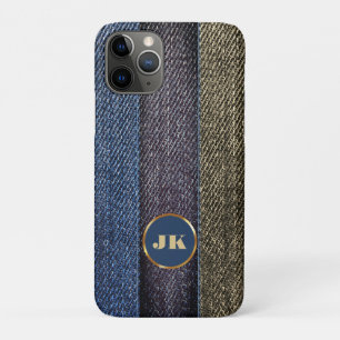 Case-Mate iPhone Case Moderne Elegant Blue Jeans Gold Métal Nom
