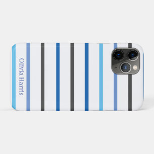 Case-Mate iPhone Case Moderne Élégant Rayures Bleues Personnalisé