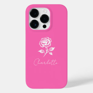 Coque Pour iPhone 14 Pro Moderne Élégant Rose Chaud Et Rose Nom Personnalis