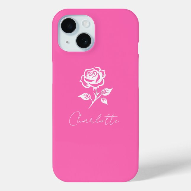 Coques Case-Mate iPhone Moderne Élégant Rose Chaud Et Rose Nom Personnalis (Verso)