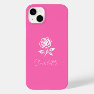 Coque Pour iPhone 14 Plus Moderne Élégant Rose Chaud Et Rose Nom Personnalis