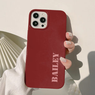 Coque Pour iPhone 15 Moderne Élégant Rouge Profond Personnalisé