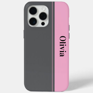 Coque iPhone 15 Pro Max Moderne élégant simple rose gris minimaliste