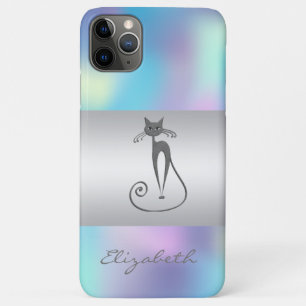 Case-Mate iPhone Case Moderne Élégante Féminine, Chat Bleu Holographique