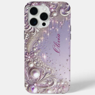 Coque iPhone 15 Pro Max Moderne élégantes jolies perles violettes Saint-Va