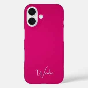 Coques iPhone 16 Moderne et élégant Monogramme rose vif