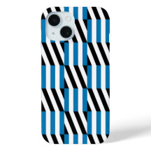 Moderne Géométrique Bleu Noir et Blanc Op Art 