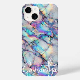 Coque Pour iPhone 14 Moderne Holographique marbre pierre Motif Élégant