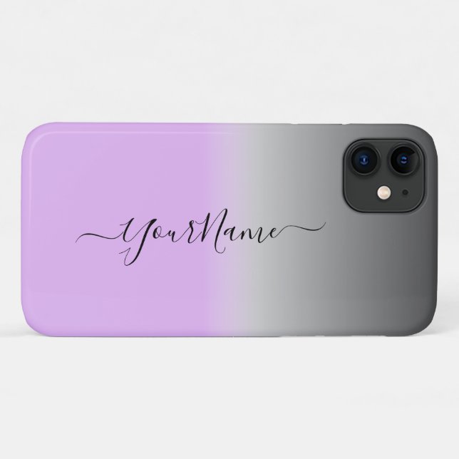 Coques Case-Mate iPhone moderne lilas-gris ombré personnalisé (Dos (Horizontal))
