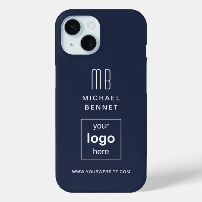 Coques Case-Mate iPhone Moderne Marine Blue Custom Logo Business (Verso)