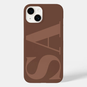 Coque Pour iPhone 14 Moderne marron naturel initial minimal contemporai