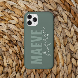 Coque Pour iPhone 14 Pro Moderne minima typographie sauge vert élégant