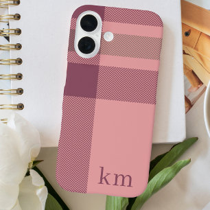Coques iPhone 16 Moderne Monogramme Chic Rose Girly
