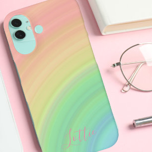 Coques iPhone 16 Moderne Monogramme Girly Rainbow Gradient