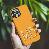 Moderne Monogramme Initiale Orange Jaune Contempor