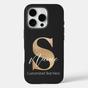 Coques iPhone 16 Pro Moderne Monogramme Initiale S & Nom Personnalisé
