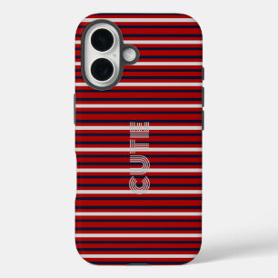 Coques iPhone 16 Moderne Monogrammé Rayé