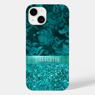 Coque Pour iPhone 14 Moderne Motif Fleuris Pailleté Personnalisé Fémini