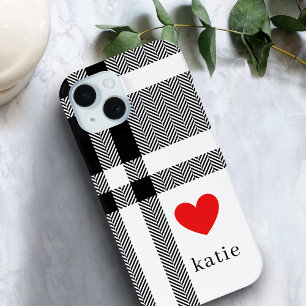 Coque Pour iPhone 15 Moderne noir & blanc élégant Monogramme