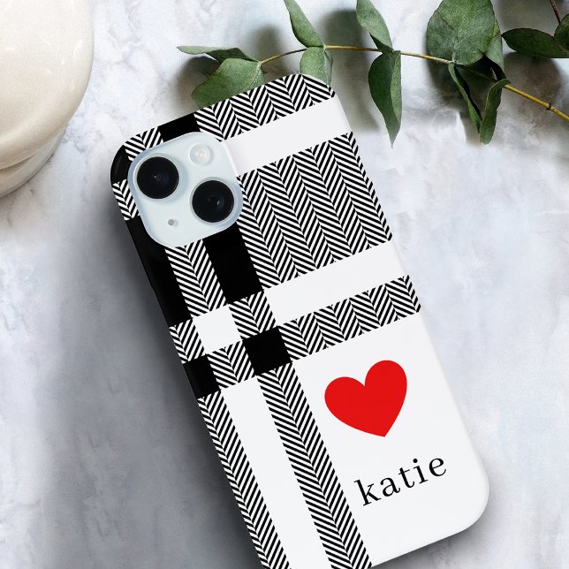 Coques Case-Mate iPhone Moderne noir & blanc élégant Monogramme (Créateur téléchargé)
