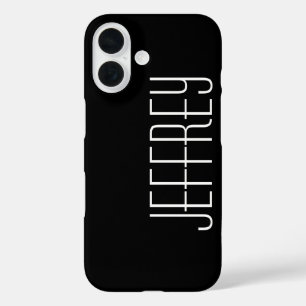 Coques iPhone 16 Moderne, Noir & Blanc, Nom Jumbo Personnalisé
