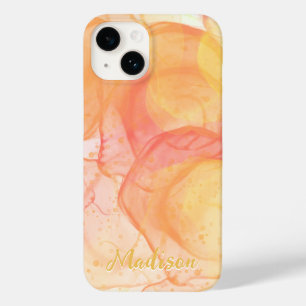 Coque Pour iPhone 14 Moderne Orange Abstrait Personnalisé