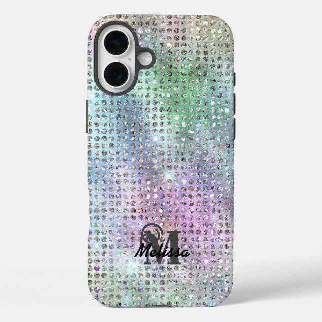 Coques Case-Mate iPhone Moderne Pastel Diamond Monogramme Motif clouté (Verso)