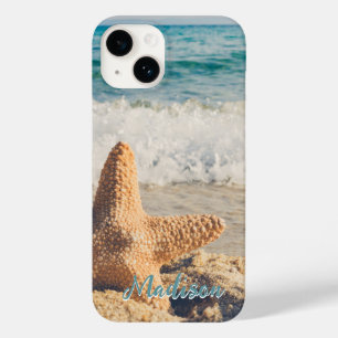 Coque Pour iPhone 14 Moderne Plage Starfish Shell Sky Personnalisé