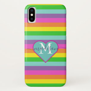Case-Mate iPhone Case Moderne Rainbow Heart Nom du script Monogramme