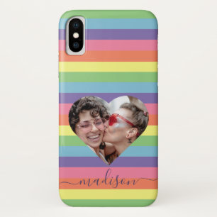 Case-Mate iPhone Case Moderne Rainbow Heart Photo Script Nom Monogramme