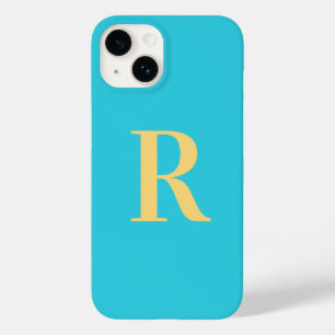 Coque Pour iPhone 14 Moderne simple Monogramme Aqua Turquoise