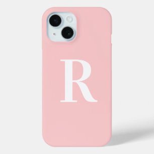 Coque Pour iPhone 15 Moderne simple Monogramme rose