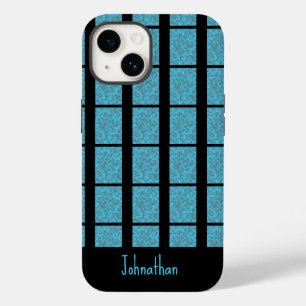 Coque Pour iPhone 14 Moderne Tropical Blue Splash Grey