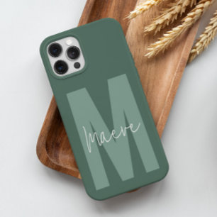 Coque Pour iPhone 14 Pro Moins moderne typographie monogramme vert sauge