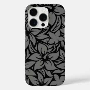 Coques iPhone 16 Pro Moloaa Bay Hawaii Hibiscus Tonal Black