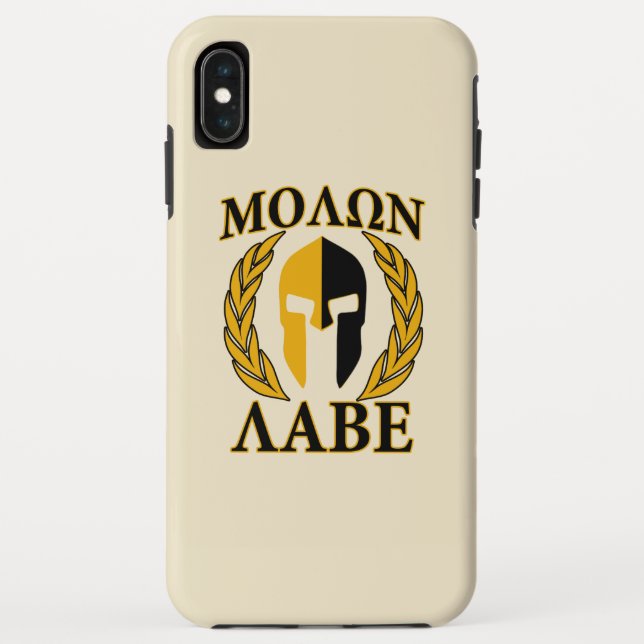 Coques Case-Mate iPhone Molon Labe Casque spartiate Laurels Beige (Dos)