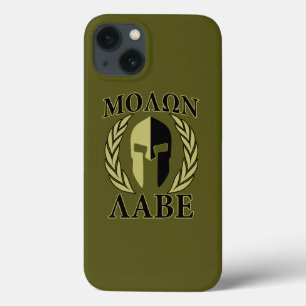 Etui iPhone Case-Mate Molon Labe Casque spartiate Laurels Vert olive