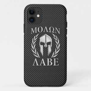 Coque Case-Mate Pour iPhone Molon Labe Chrome Style Sparte Armure Fibre de car