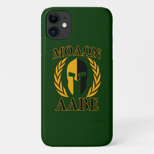 Coque iPhone 11 Molon Labe Spartan Mask Laurels Gold