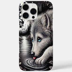 Coques iPhone 16 Pro Max Moment au clair de lune du loup blanc