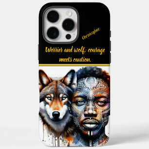 Coques iPhone 16 Pro Max Mondes fusionnés d'homme et de loup dans l'art vib