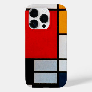 Coque Pour iPhone 14 Pro Mondrian - Composition avec grand plan rouge